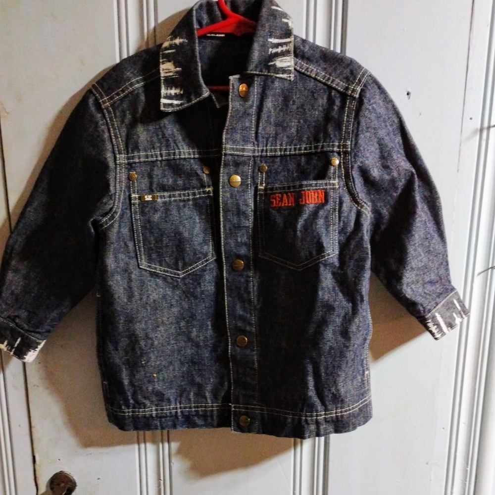 Sean John Kids Jean Jacket - Dark Blue with White Accents